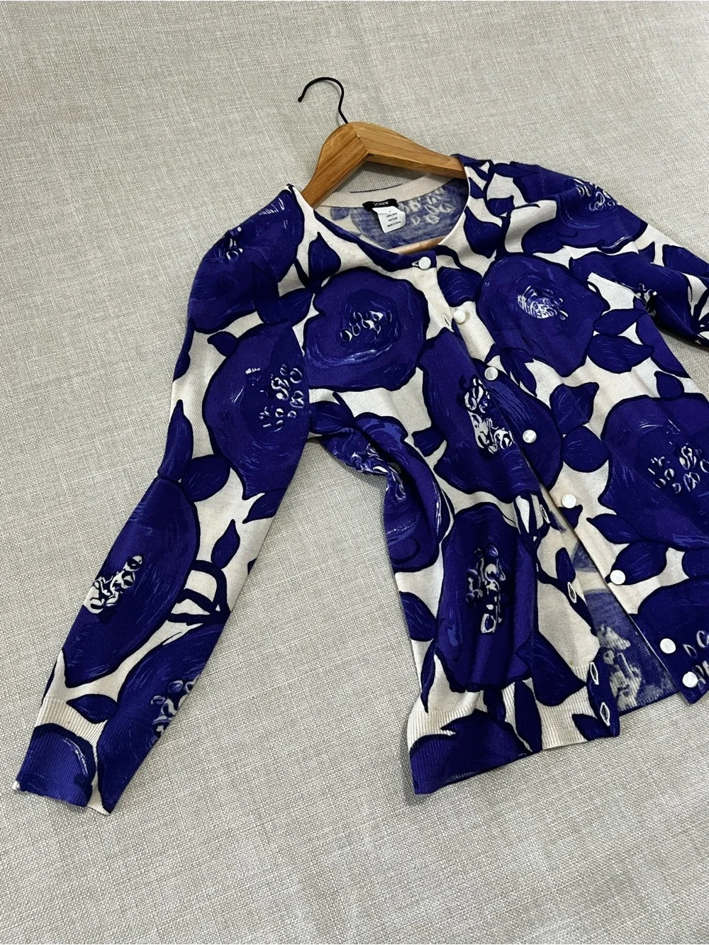 J.Crew Wool Cardigan Button Down Floral Cottage Core Basic Dainty Twee Size S - Picture 5 of 5